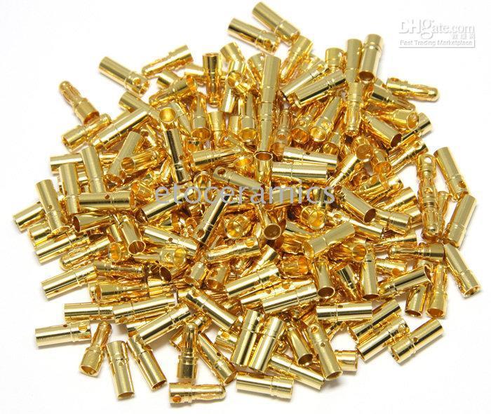 2000 Ange / mycket helt ny 3,5 mm Golden Bullet Connector Banana Plug Batteri