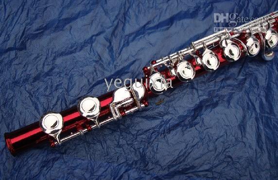 Red Body Silver Keys Music Instrument Flute0123456783579247