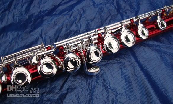 Red Body Silver Keys Music Instrument Flute0123456783579247