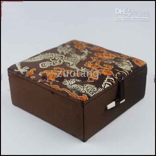 Cotton Filled Bracelet Gift Box Wholesale size 4x4x1.8 inch 48pcs/lot Mix Color Silk Fabric