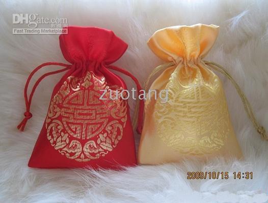 Chinese Joyous Small Silk Brocade Christmas Candy Bag Wedding Birthday Party Favor Lavender Gift Tea Packaging Pouch Wholesale 50pcs /lot