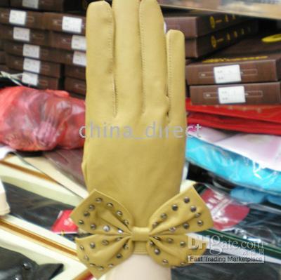 Ribbon Style soft leather gloves Women's glove12 pairs/lot