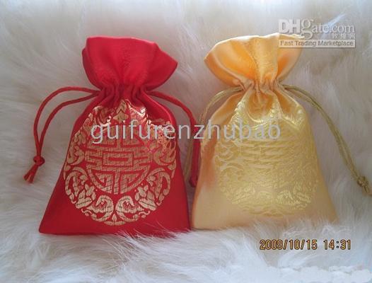 Cheap Small Silk Fabric Drawstring Bags Chinese Lucky Jewelry Gift Pouches Christmas Candy Bag Wedding Favors Wholesale 200pcs /lot