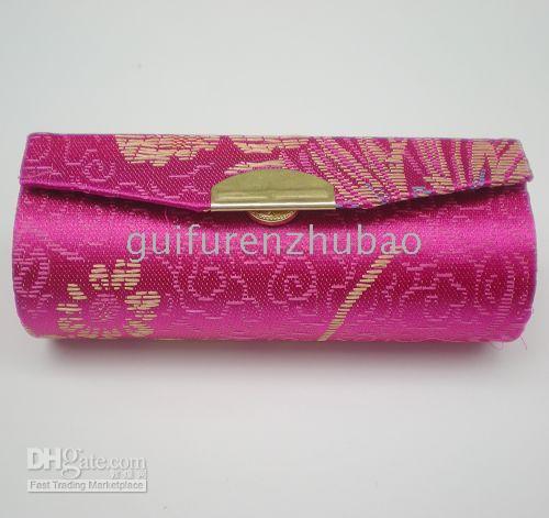 Tragbare Reise-Schmuckschatulle mit Spiegel, hochwertiger Seidenbrokat-Metallverschluss, Lippenstift-Aufbewahrungsboxen, Lippenbalsam-Verpackungsröhrchen, 12 Stück/Menge