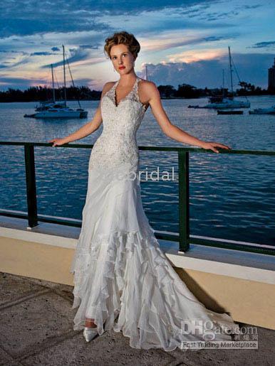 Hottest Chiffon Halter Wedding Dress 