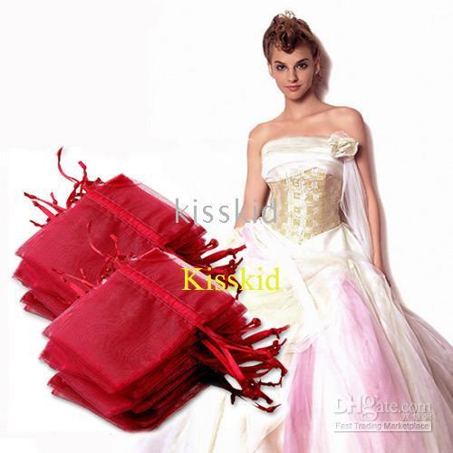 200 Pcs Wine Organza Bags Gift Bag Wedding Favor Party 9X12cm New