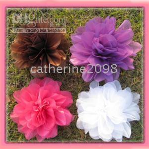 17 colors for your choose 41/2'' organza mesh silk flower alligator hair clip and brooch pin