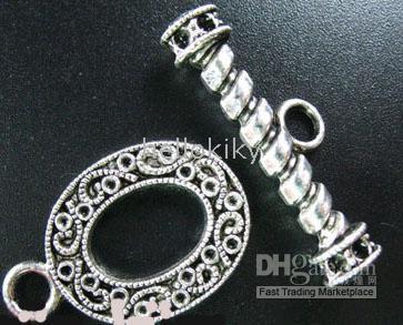 42SETS Tibetan silver ornate oval toggle clasps A610-1