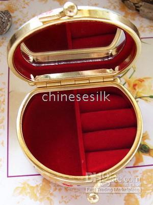 Mirrored Semicircle Small Box for Travel Jewelry Set Gift Box Multi Ring Necklace Storage Case Silk Brocade Colorful Metal Buckle Boxes