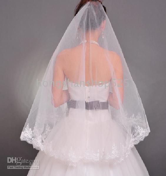 Sweet Amp Lovely Single Long 1 5m Small Lace Veil White Ivory