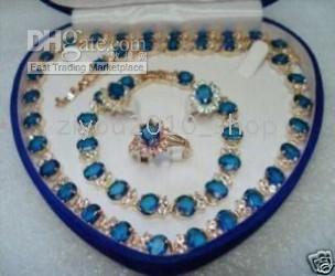 

3 styles Topaz necklace bracelet ring Sets, Silver