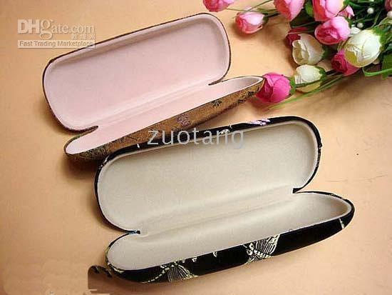 Couleur étui à lunettes étui à lunettes boîte haute qualité fleur de soie magnifique étui à lunettes 5 pcs/lot mélange couleur gratuit