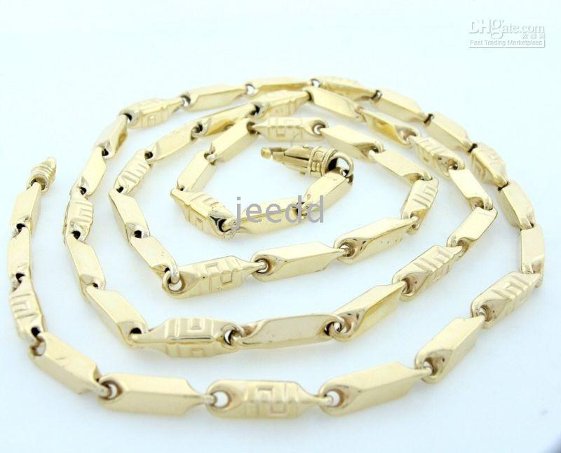 2019 MENS 10K YELLOW GOLD BARREL LINK NECKLACE CHAIN 5mm 30 From Jeedd