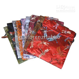 Luxo Grande Chinese Silk Brocade Jóias Pouch Pulseira Gift Bag Craft Maquiagem com cordão Bolsa Handmade sacos de pano com Forrado 16x19 3pcs cm / l