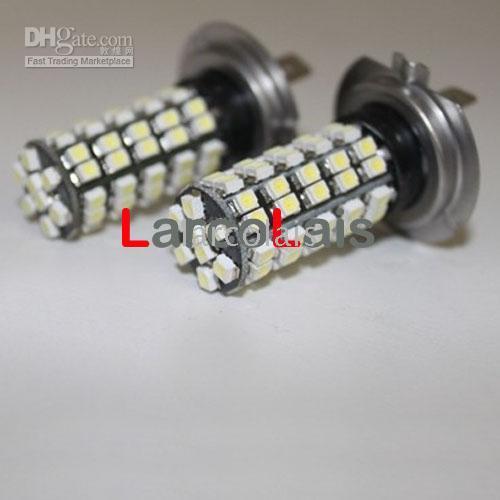 2PCS 68 LED H7 SMD 1210 Bilhuvud dimma glödlampa Vit 68-LED 3528 12V Auto Lights Lampor