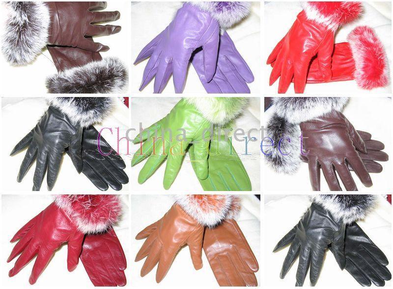fur fringed leather gloves glove skin gloves LEATHER GLOVES 12pairs/lot hot #1350