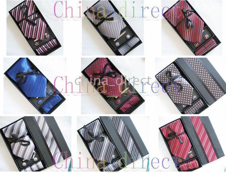 Fabryka Sprzedaż Pudełko Krawaty Hanky ​​Cufflinks Krawat Krawat Krawat Krawaty Przycisk Przycisk 10 Sets / Lot # 1320