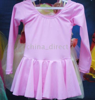 Vestido elástico de baile de ballet para niñas leotardo vestido de skate de manga larga 10 unids/lote colores mezclados #1749