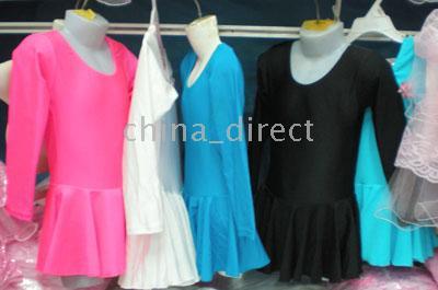 Elastic Girls Ballet Dance Dress Leotard long sleeve skate dress 10pcs/lot Mixed color #1749