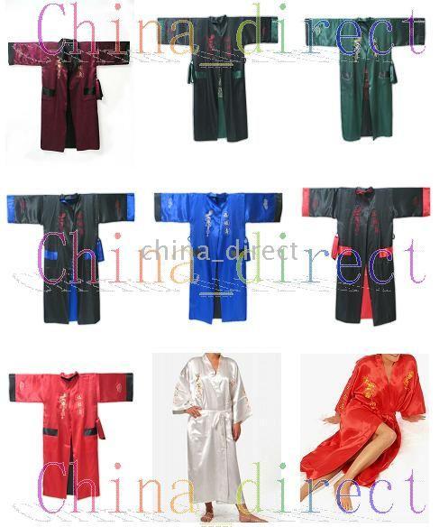 Mäns Satin Pajama Lingerie Sleepwear Robe Kimono PJs 10st / Lot Ny