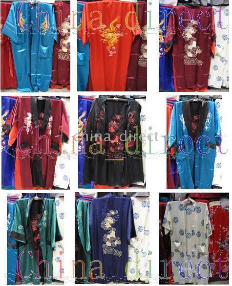 Mäns Satin Pajama Lingerie Sleepwear Robe Kimono PJs 10st / Lot Ny