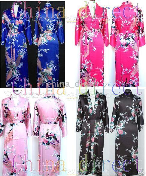 Ladies Womens Satin Pajama Bielizna Bielizna Bielizna Robe Kimono PJS 10 sztuk / partia # 3034