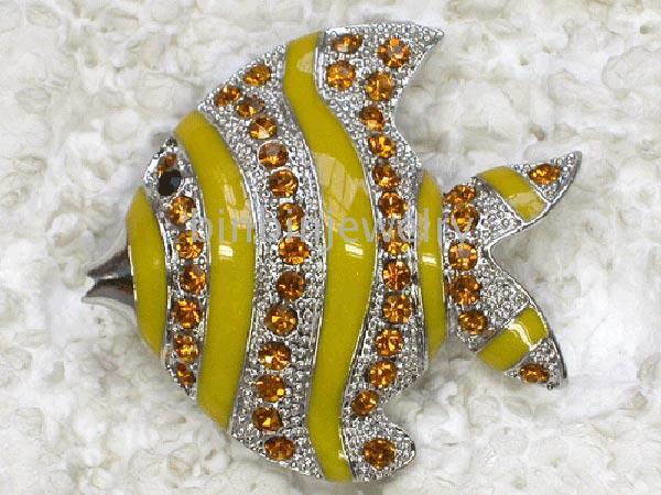 Grossist kristall rhinestone emalj fisk broscher smycken gåva kostym stift brooch c803