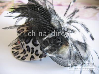 Womens Feather Fascinator hat hair clips Bows Veil Bow Feather Barrette 40pcs/lot #2090