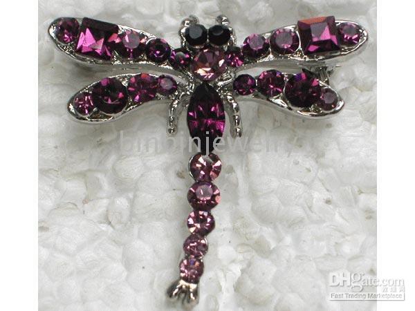 12 sztuk / partia Hurtownie Biżuteria Prezent Marquise Rhinestone Kryształ Dragonfly Pin Broszka Moda Broszki C493