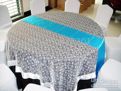 Runner da tavolo in raso blu turchese da 50 pezzi per 14''*108'' per matrimoni, feste, hotel, 232 colori tra cui scegliere