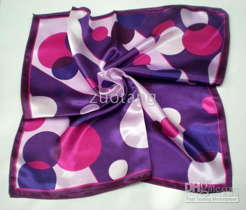 Quadrado roxo Lenços De Seda Moda Novas Mulheres Imitar Lenço De Seda 20% de Desconto China Xales 20 pcs Livre