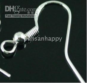 500PCS hot 925 Sterling Silver Earring Findings Fishwire Hooks Jewelry DIY 15mm fish Hook Fok Coil Ear Wire