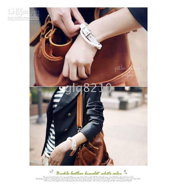 Belt Style Leather Buckle Bracelet Fashion Bracelets Winding Weave Women's Jewelry New 20pcs/lot