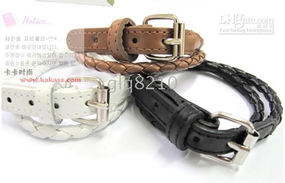Belt Style Leather Buckle Bracelet Fashion Bracelets Winding Weave Women's Jewelry New 20pcs/lot