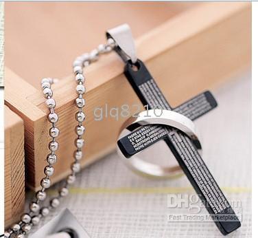 Bible Cross Single Circle Pendant Necklace Fashion Titanium Steel Men's Necklaces Hot Sales New 20pcs/lot