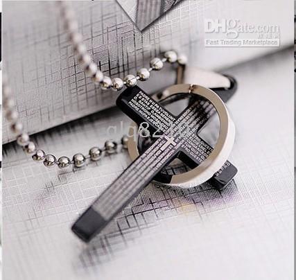 Bible Cross Single Circle Pendant Necklace Fashion Titanium Steel Men's Necklaces Hot Sales New 20pcs/lot