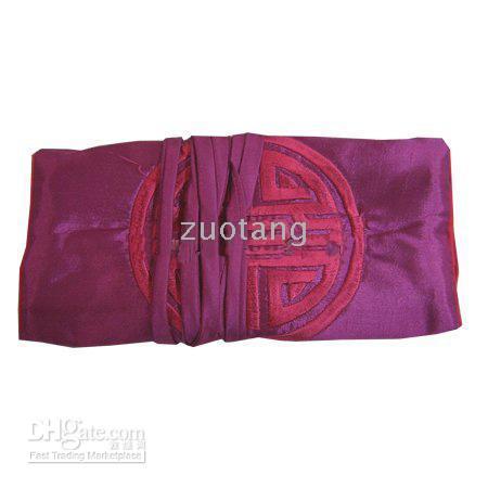 Lucky Sieraden Roll Tas Armbanden Pouch 10 stks Mix Kleur 11 * 7 Inch Zijde Borduurwerk Touw Zip Juweeltassen