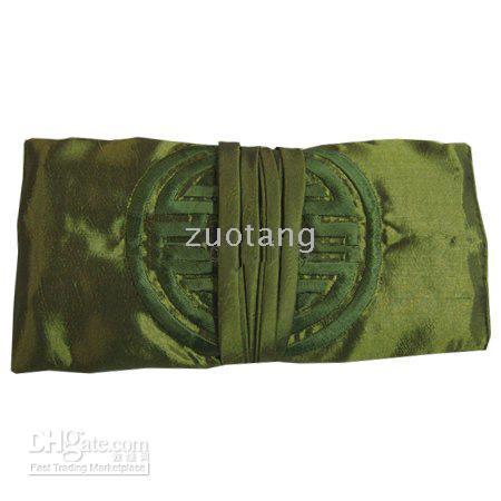 Lucky Jewelry Roll Bag Bracelets Pouch 10pcs Mix Color 11*7 inch Silk Embroidery Rope Zip Jewel Bags