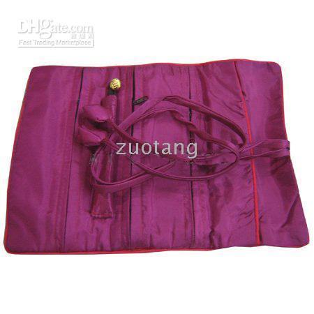 Lucky Jewelry Roll Bag Bracelets Pouch 10pcs Mix Color 11*7 inch Silk Embroidery Rope Zip Jewel Bags