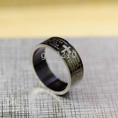 Classic Titanium Steel Rings Bible Cross Pattern Ring Never Fade Color No Allergy Blue NEW 25pcs/lot