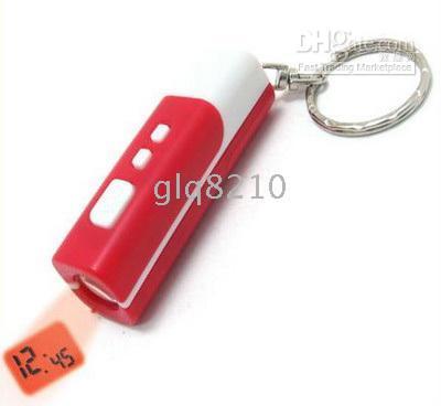 Fashion Mini LED Projektionsklocka Keychain Creative Projection Electronic Watches Nyckelring 10st