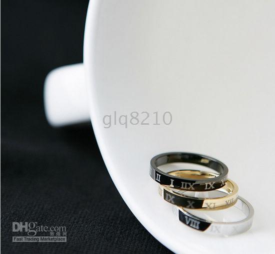 Fashion Titanium Stainless Steel Couple Ring Roman Numerals Design 3 Color Christmas gifts 20pcs/lot