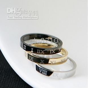 Fashion Titanium Stainless Steel Couple Ring Roman Numerals Design 3 Color Christmas gifts 20pcs/lot