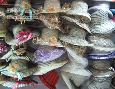 여자 숙녀 Sunhat 태양 모자 비치 모자 CHURCH HAT WIDEBRIM 큰 고리 Sunhat 모자 20pcs / lot 새로운