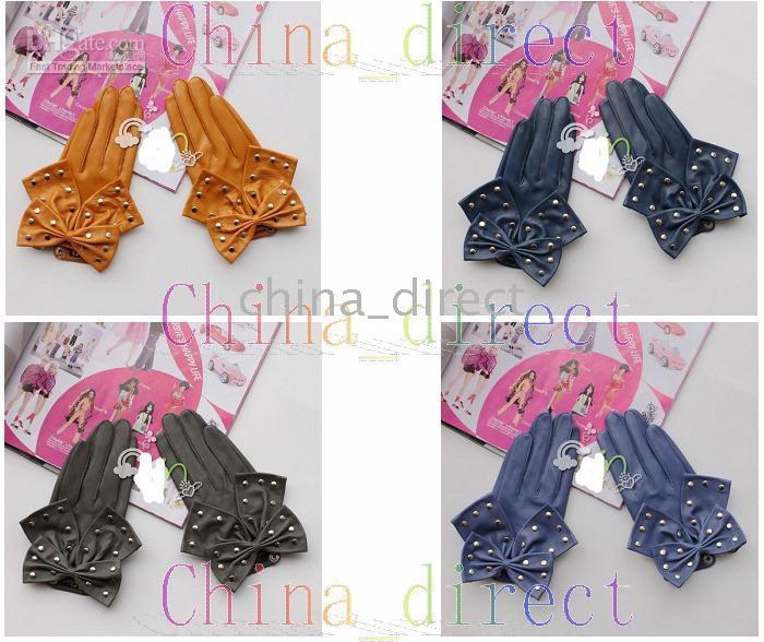Ribbon Style super soft leather gloves 10 pairs/lot CHARM #1507