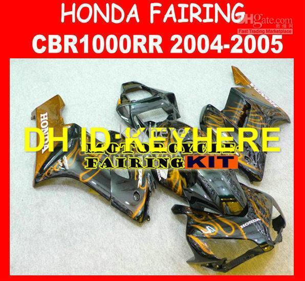HONDA CBR1000RR 2004-2005 CBR 1000 RR 04 05 Gold Flame Fairing kit,motocycle body work+wind screen