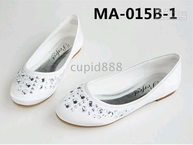 2015 Comfortable Low Heel White Satin Wedding Shoes Evening Party