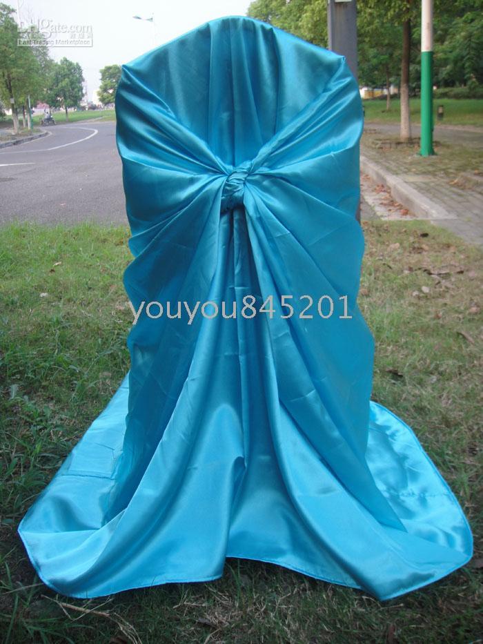 Turkusowy niebieski kolor satynowa torba krzesła / samowystarczalny satynowy krzesło pokrywa 100 sztuk dużo z darmową wysyłką