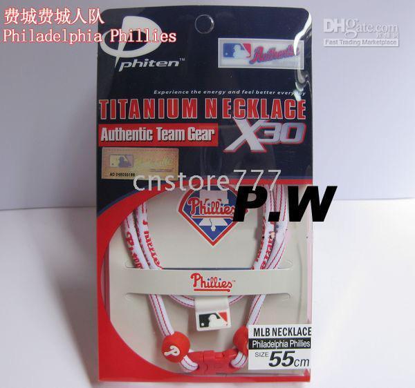 2019 US Phiten Titanium MLB Philadelphia Phillies Necklace X30 55CM Tampa Bay Rays From