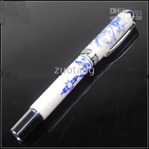 Vintage Dragon Natural Ceramic Fontanna Pen Luksusowy Kaligrafia High End Chinese Blue and White Porcelan Business Prezent Pióro Pióro Hardcover